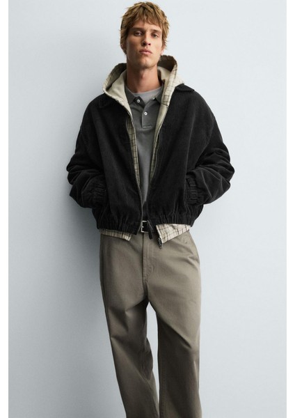 Relaxed Fit Fitilli Kadife Erkek Ceket fırsatları