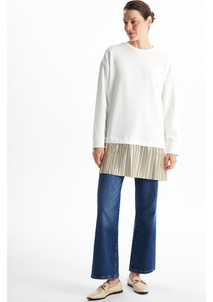 Yeni Sezon Bisiklet Yaka Düz Oversize Kadın Sweatshirt Tunik fiyatları