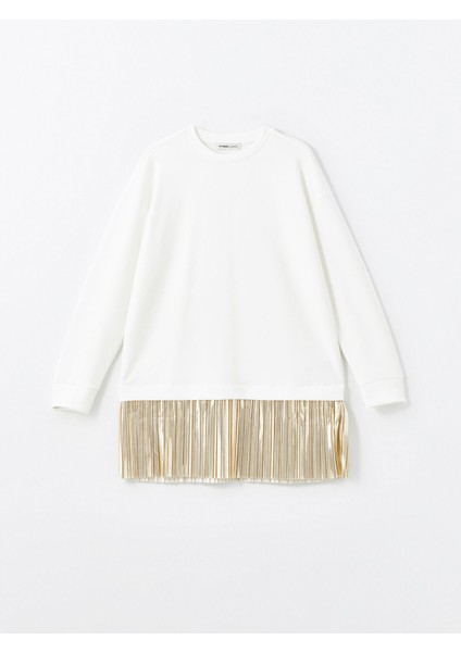 Yeni Sezon Bisiklet Yaka Düz Oversize Kadın Sweatshirt Tunik indirimleri
