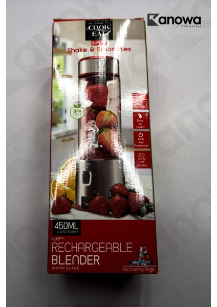 450ML ve 380ML Taşınabilir Metal Blender, Keskin Bıçak, Kırmızı Renk