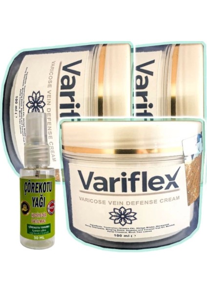 Variflex Bacak Bakımı Kremi 100 ml x 3 Adet + Çörek Otu Yağı 30 ml