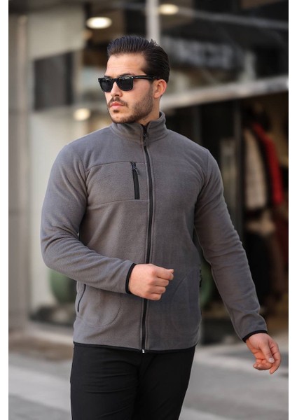 Düz Renk Polar Ceket
