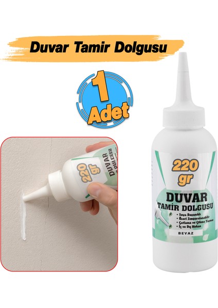 Pratik Duvar Çatlak Delik Giderici Tamir Dolgusu ( 220 gr ) Beyaz Macun Boşluk Doldurucu Onarıcı fiyatları