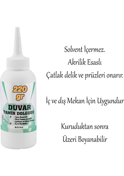 Pratik Duvar Çatlak Delik Giderici Tamir Dolgusu ( 220 gr ) Beyaz Macun Boşluk Doldurucu Onarıcı fırsatları