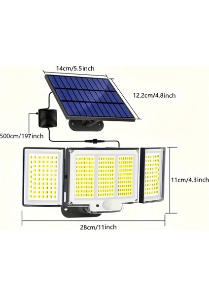 348 Ledli, Güneş Enerjili, Hareket Sensörlü, 3 Taraflı Aydınlatma / GT-SL30 fırsatları