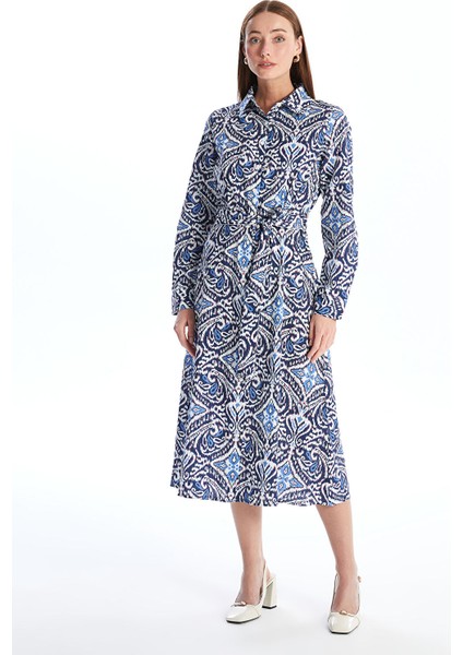 Yeni Sezon Desenli Uzun Kollu Kadın Gömlek Elbise fiyatları