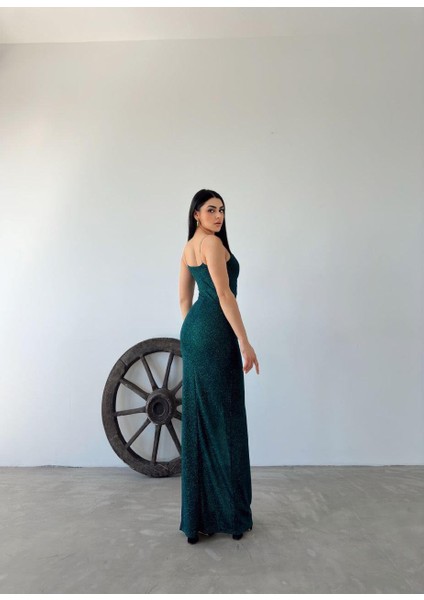 Kadın Fukuro Simli Askılı Abiye Zümrüt 582889 fırsatları