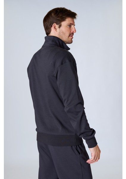 Esw 2923 Dik Yaka Fermuarlı Scuba Kumaş Erkek Sweat Siyah indirimleri