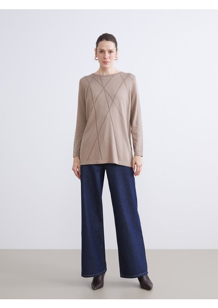 Yeni Sezon Bisiklet Yaka Taşlı Kadın Triko Kazak fiyatları