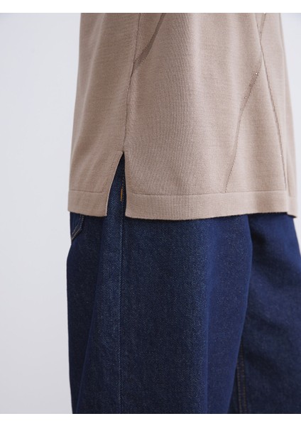 Yeni Sezon Bisiklet Yaka Taşlı Kadın Triko Kazak modelleri