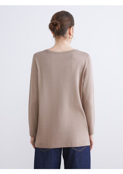 Yeni Sezon Bisiklet Yaka Taşlı Kadın Triko Kazak fırsatları