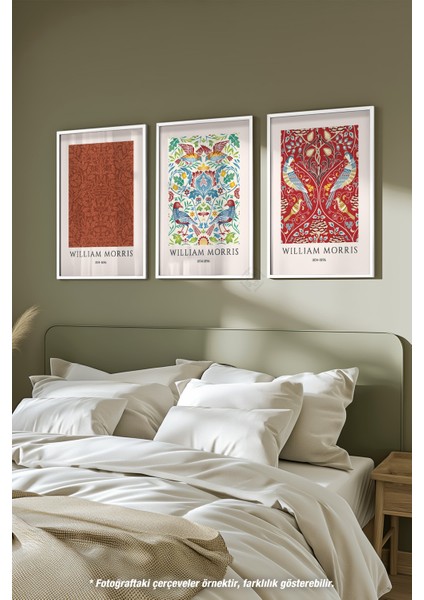 Salon Dekoru Morris 3'lü Beyaz Çerçeveli Poster, Tablo Seti No:48 fiyatları