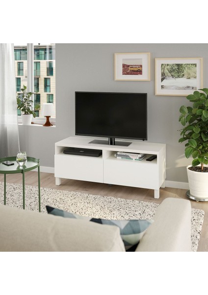 Tv Sehpası, Beyaz, 120X42X48 Cm, Lappvıken, Çıt Çıt Raylı fırsatları