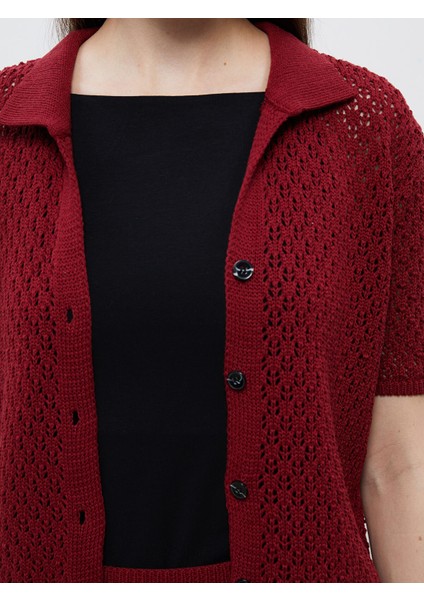 Yeni Sezon Gömlek Yaka Ajurlu Kadın Triko Hırka modelleri