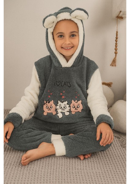 Kız Çocuk Polar Welsoft Pijama Takımı – Soğuk Günler Için Sıcak Tutucu Yumuşak Kumaş 42582 Yeşil modelleri