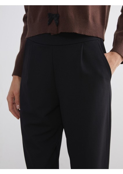 Yeni Sezon Beli Lastikli Havuç Kesim Kadın Pantolon modelleri