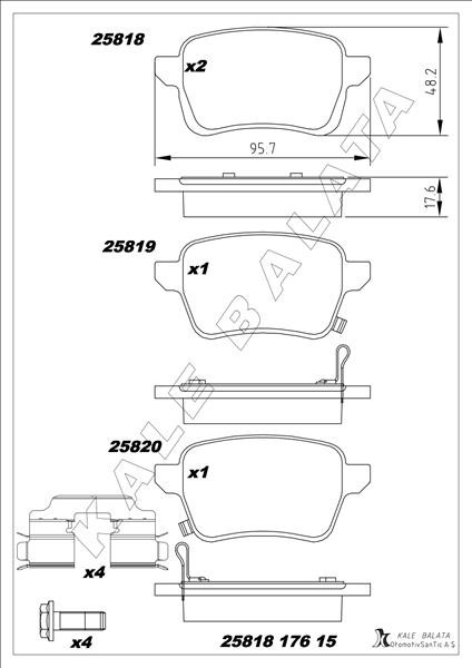 Arka Fren Balatası Opel Corsa E 14>19 Adam 14>19 15 Jant Rpo J67 Fıat Egea 16> 500L 13> 264MM