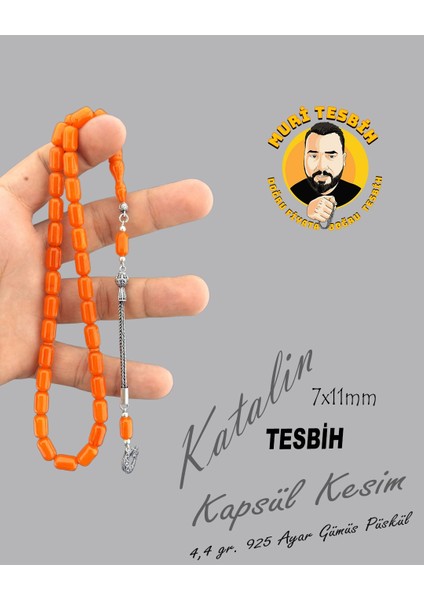 4,4 gr 925 Ayar Gümüş Püskül Bekir Ensari Katalin Kapsül Kesim 7X11
