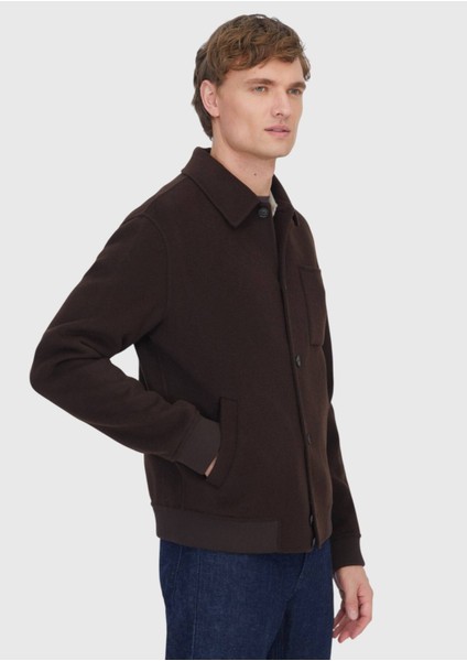 Kahverengi Regular Fit Dik Yaka Casual Örme Mont modelleri
