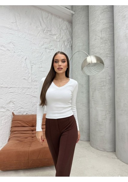 V Yaka Triko Kadın Bluz