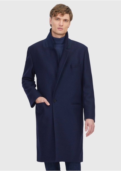 Lacivert Regular Fit Casual Örme Palto modelleri