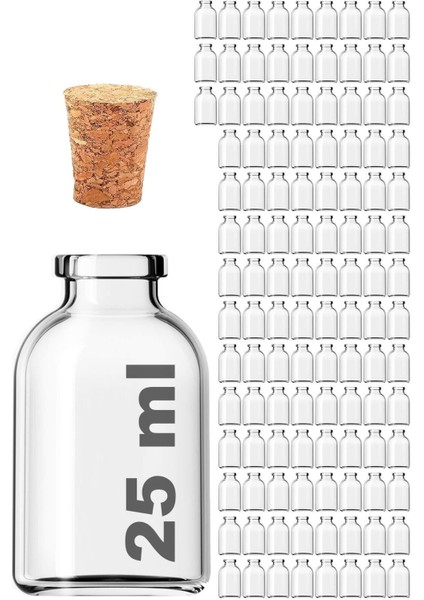 25 cc Cam Şişe Mantar Tıpalı 50 Adet fiyatları