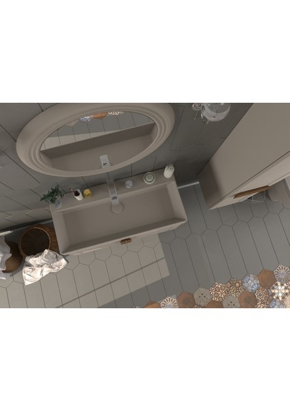 Pio 100CM Matt Mocha Ahşap Kulplu Banyo Dolabı (Ayna+Lavabo+Alt Dolap) modelleri