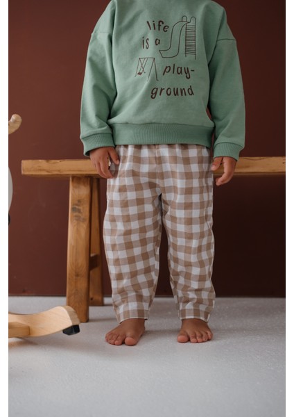 Barrel Krem Beyaz Ekoseli Havuç Kesim Pantolon fırsatları