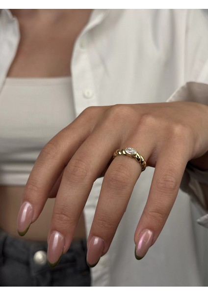 14 Ayar Altın Taşlı Yüzük 964