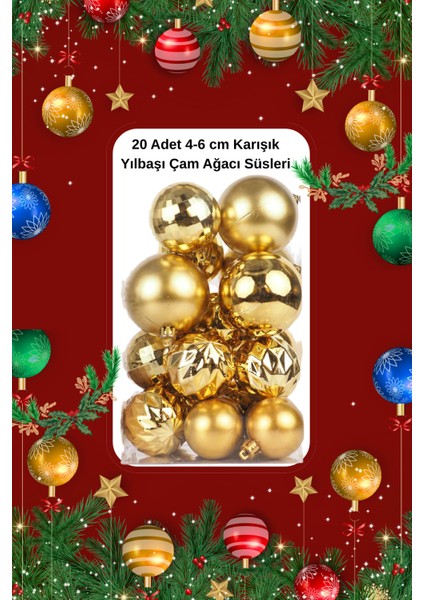 20 Adet Premium Yılbaşı Çam Ağacı Süsleri 4-6 cm Karışık Yılbaşı Topları fiyatları