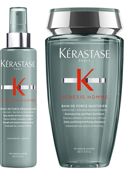 Genesis Homme Erkekler Için Dökülme Karşıtı Şampuan 250 ml + Şekillendirici Sprey 150 ml 2'li Saç Bakım Seti