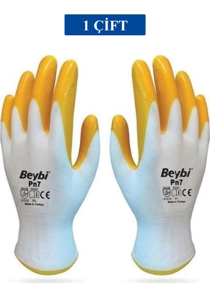 Pn7 Sarı Iş Eldiveni Polyester Örme Nitril Beybi No:10 Royaleks Group - 1 Çift
