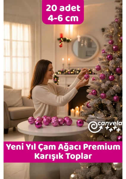 20 Adet Premium Yılbaşı Çam Ağacı Süsleri 4-6 cm Karışık Yılbaşı Topları