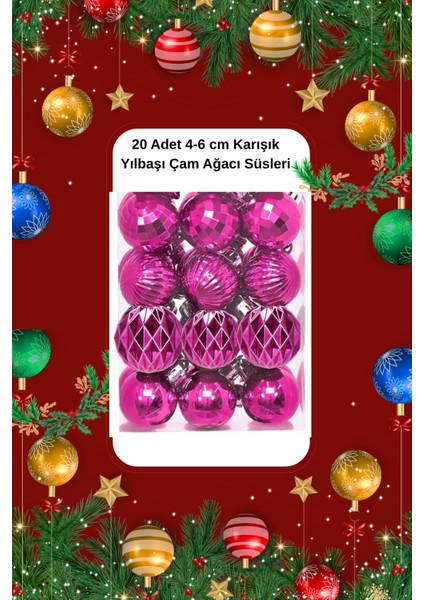 20 Adet Premium Yılbaşı Çam Ağacı Süsleri 4-6 cm Karışık Yılbaşı Topları fiyatları