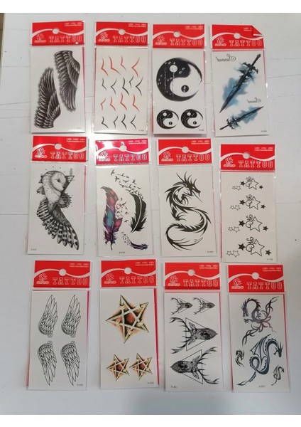 12 Adet Birden Minimal Yapıştırma Dövme Model 14