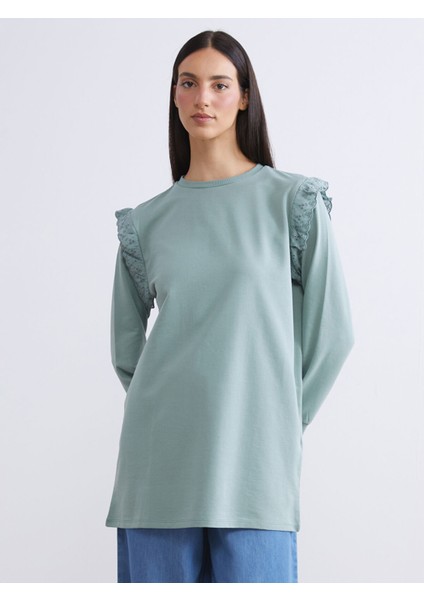 Yeni Sezon Bisiklet Yaka Kadın Sweatshirt Tunik