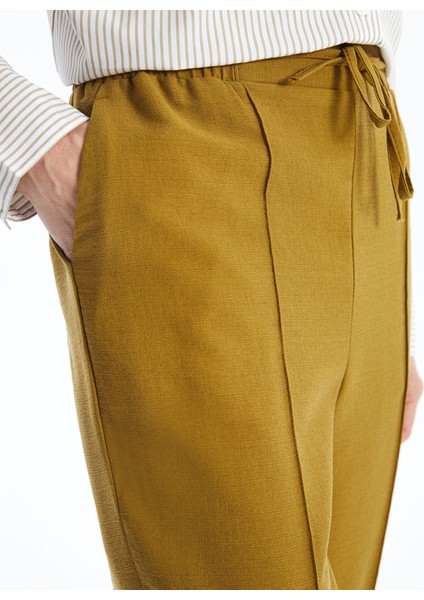 Yeni Sezon Kadın Beli Lastikli Düz Pantolon modelleri