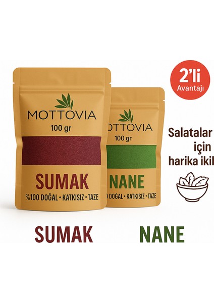 Sumak & Nane Ikilisi – %100 Doğal Baharat Seti Salatalar ve Yemekler Için Avantajlı 2’li Paket