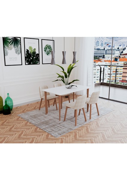 Datça Beyaz 120X67 cm Mutfak Masası