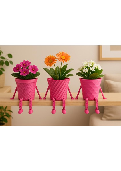 Dekoratif Oturan Sevimli Saksılar