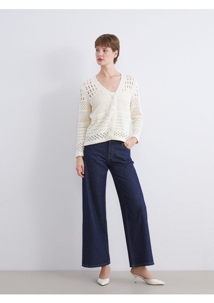 Yeni Sezon V Yaka Ajurlu Kadın Triko Hırka fiyatları