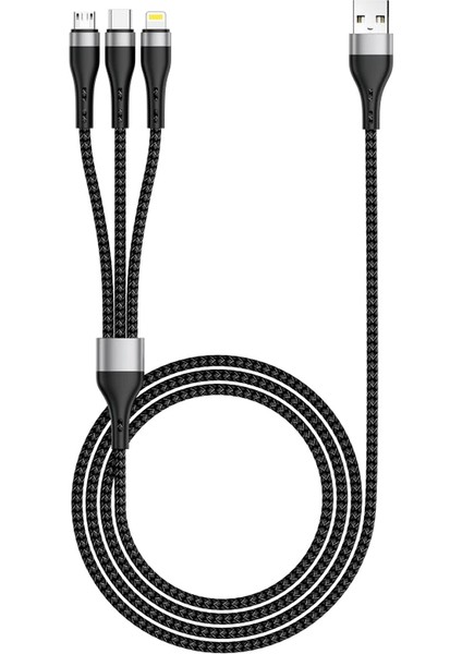 Zr-43 3in1 Usb-A To Lightning – Type-C – Micro Şarj ve Data Kablosu 20W 1.5m