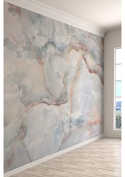Soft Pastel Modern Oniks Görünümlü Tekstil Duvar Kağıdı