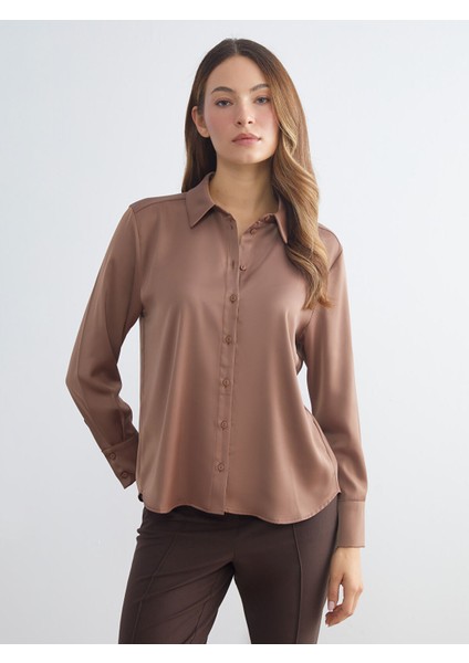 Yeni Sezon Oversize Saten Kadın Gömlek