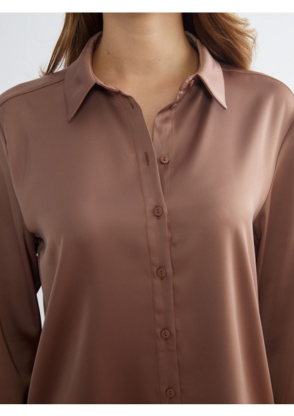 Yeni Sezon Oversize Saten Kadın Gömlek modelleri
