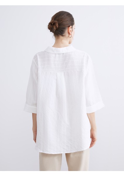 Yeni Sezon Gömlek Yaka Çizgili Oversize Bluz fırsatları