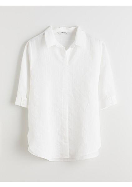 Yeni Sezon Gömlek Yaka Çizgili Oversize Bluz indirimleri