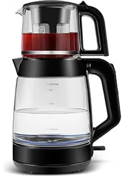 Glass Tea Xl 2 In 1 Cam Çay Makinesi Shiny Black