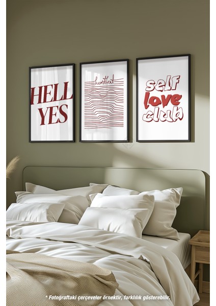 Modern Tipografi 3'lü Siyah Çerçeveli Poster, Tablo Seti No:26 fiyatları