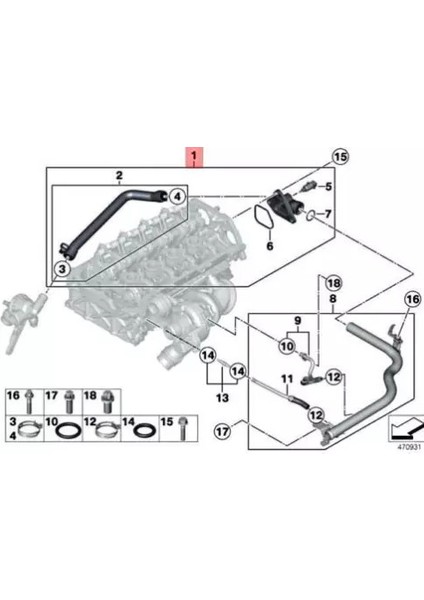 Bmw F30 F31 2012-2019 N13 Blok Su Borusu Termostatlı Oem indirimleri